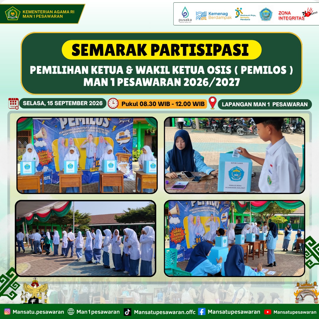 Siswa MAN 1 Pesawaran Antusias Ikuti Pemilihan Ketua dan Wakil Ketua OSIS